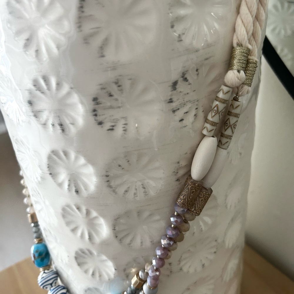 Boho Statement Elegant Multicolor Long Beaded Nec… - image 7
